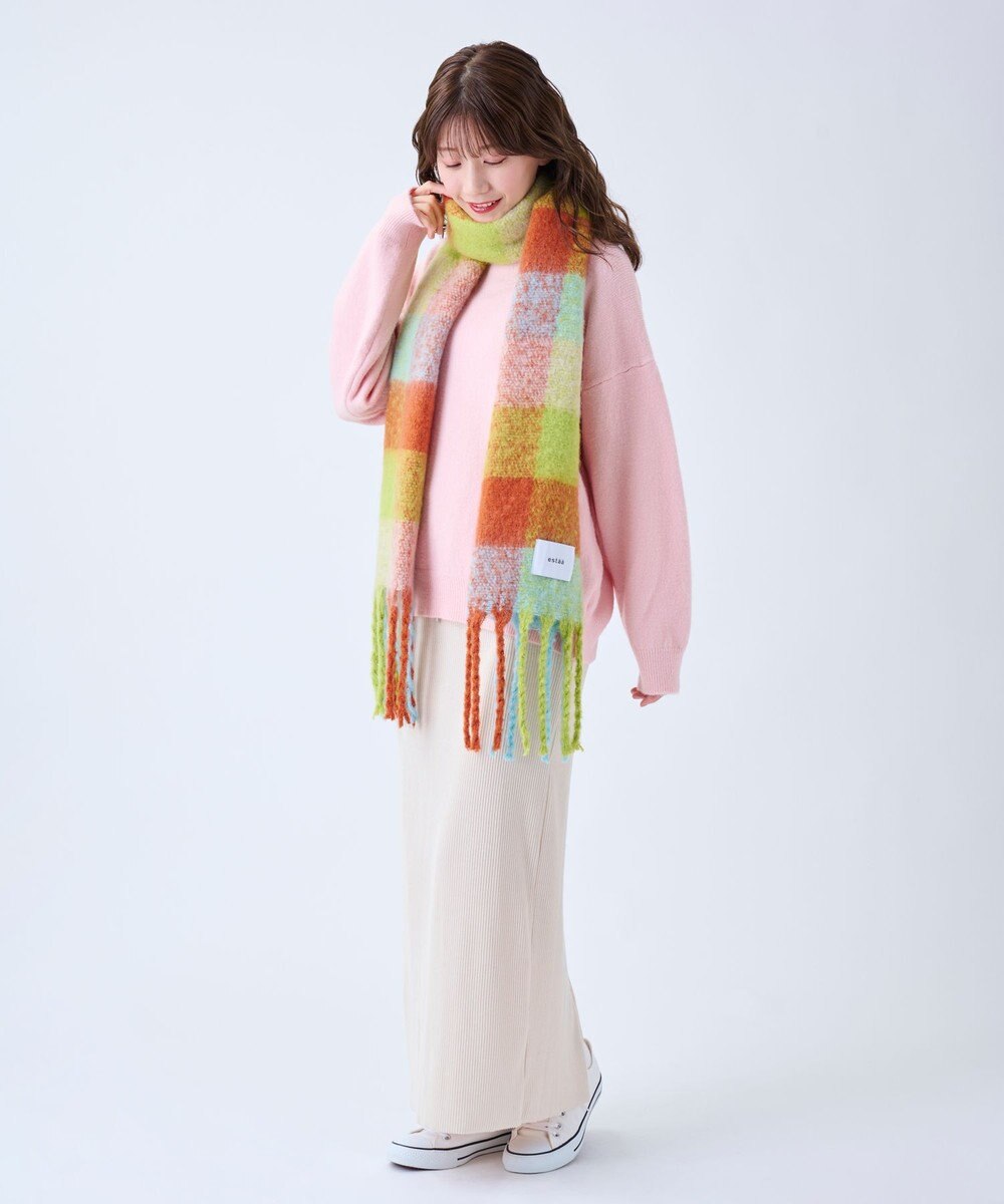 MOONBAT estaa ボリュームマフラー カラーブロック／手洗い可 