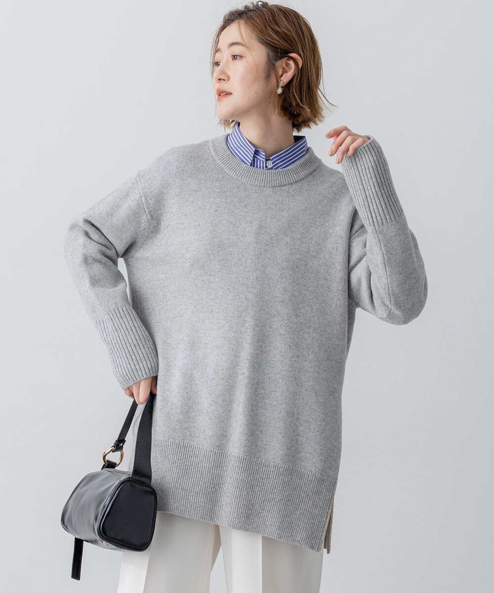 23区 【見上愛さん着用/Oggi掲載/洗える】カシミヤブレンド サイドジップ  ニットチュニック 