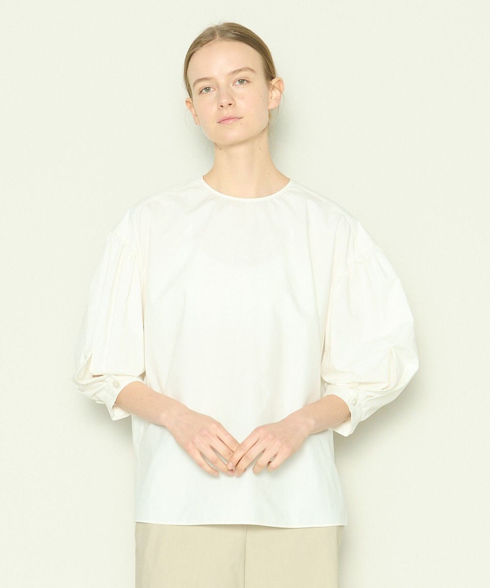 JOSEPH 【洗える】コットンシルク　ラウンドネックブラウス 