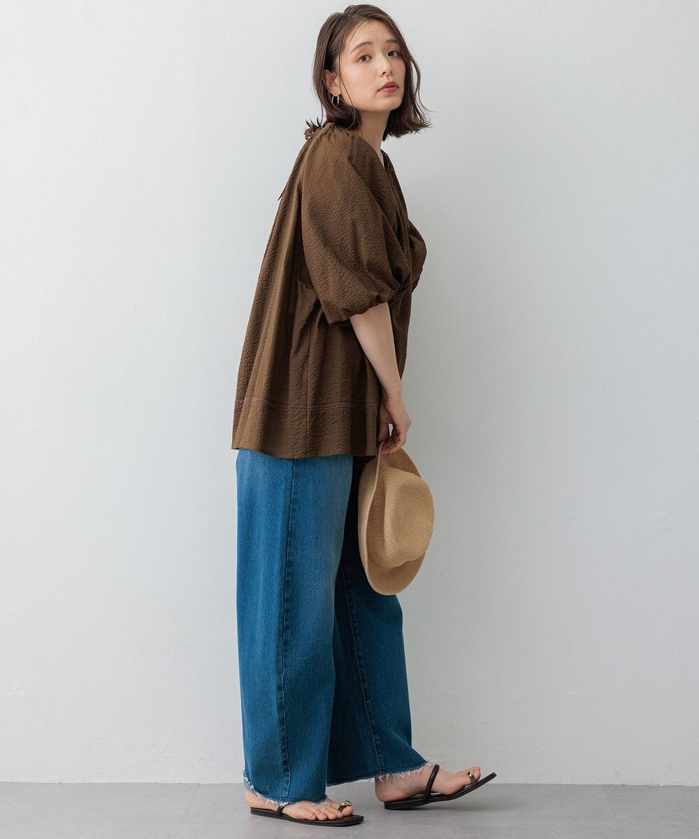 23区 【SLOW/一部店舗限定】コットンローンウェーブ ブラウス 