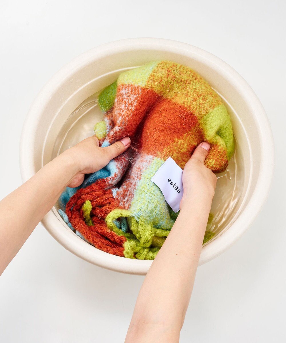 MOONBAT estaa ボリュームマフラー カラーブロック／手洗い可 