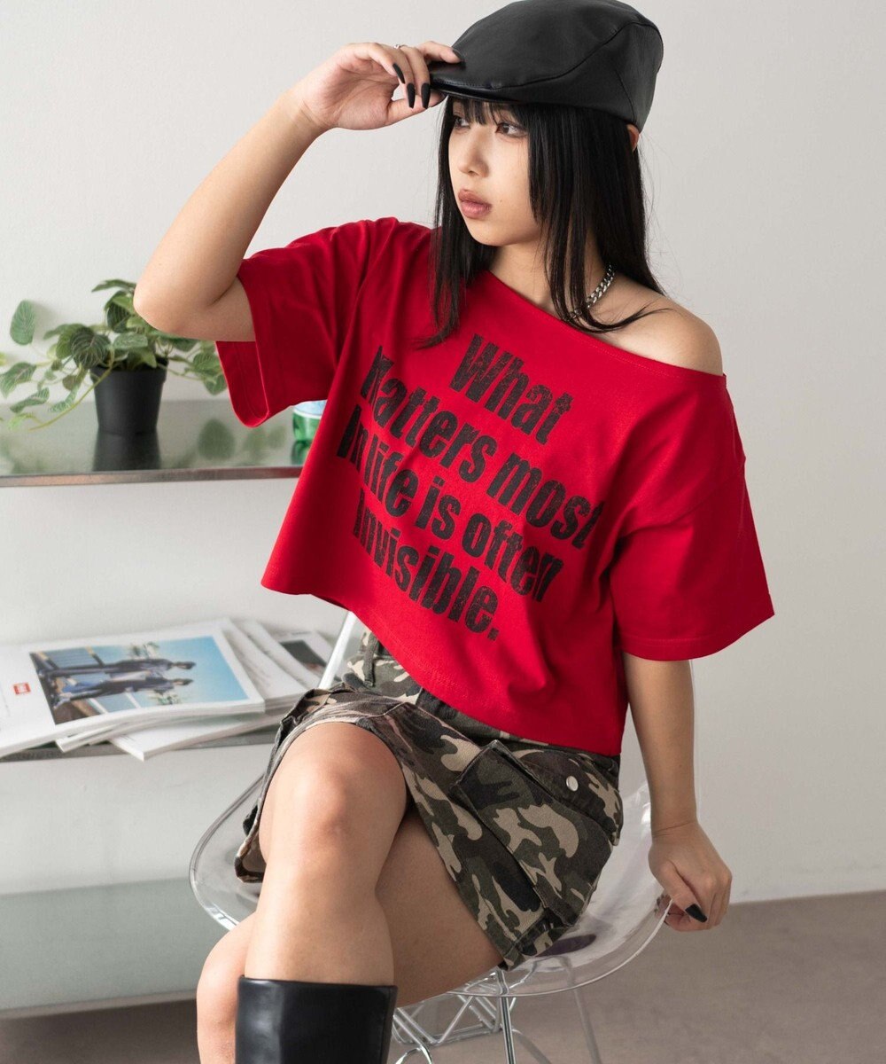 WEGO グラフィックオフショルショートT 