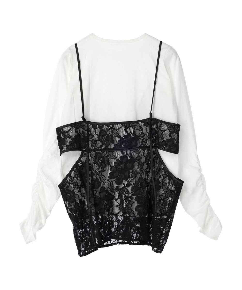 Green Parks AnriettMusee シャーリングスリーブＴシャツ＋レースキャミソールＳＥＴ 