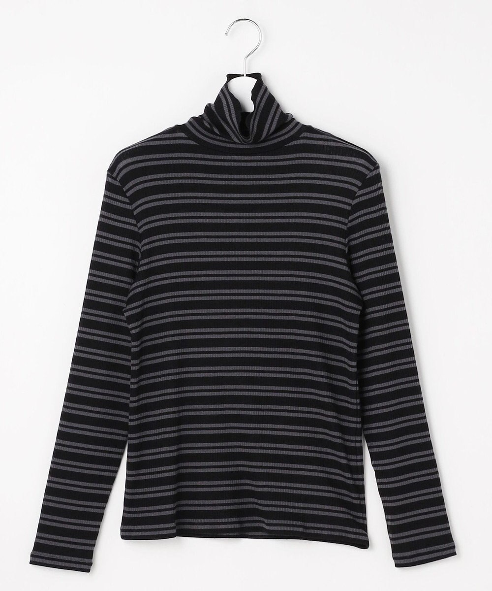 J.PRESS LADIES カシミヤシルク シアーリブ ボーダー タートル カットソー 