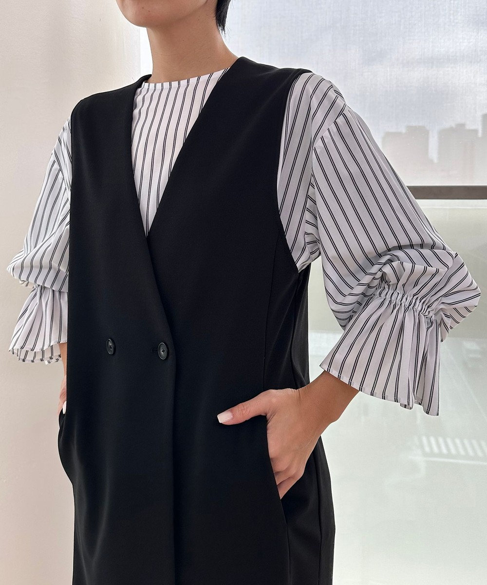 UNFILO 【洗える/吸水速乾】イージーケア キャンディスリーブ ブラウス 