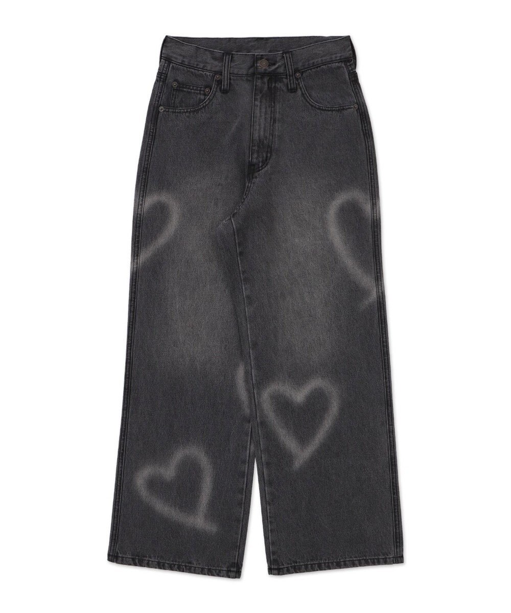 WEGO スプレーペイントストレートデニムパンツ 