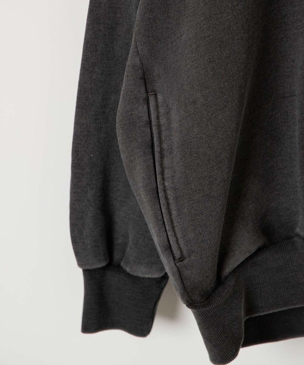 WEGO ピグメントハーフZIPロゴプルパーカー 