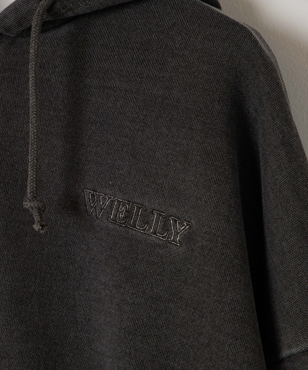 WEGO ピグメントハーフZIPロゴプルパーカー 