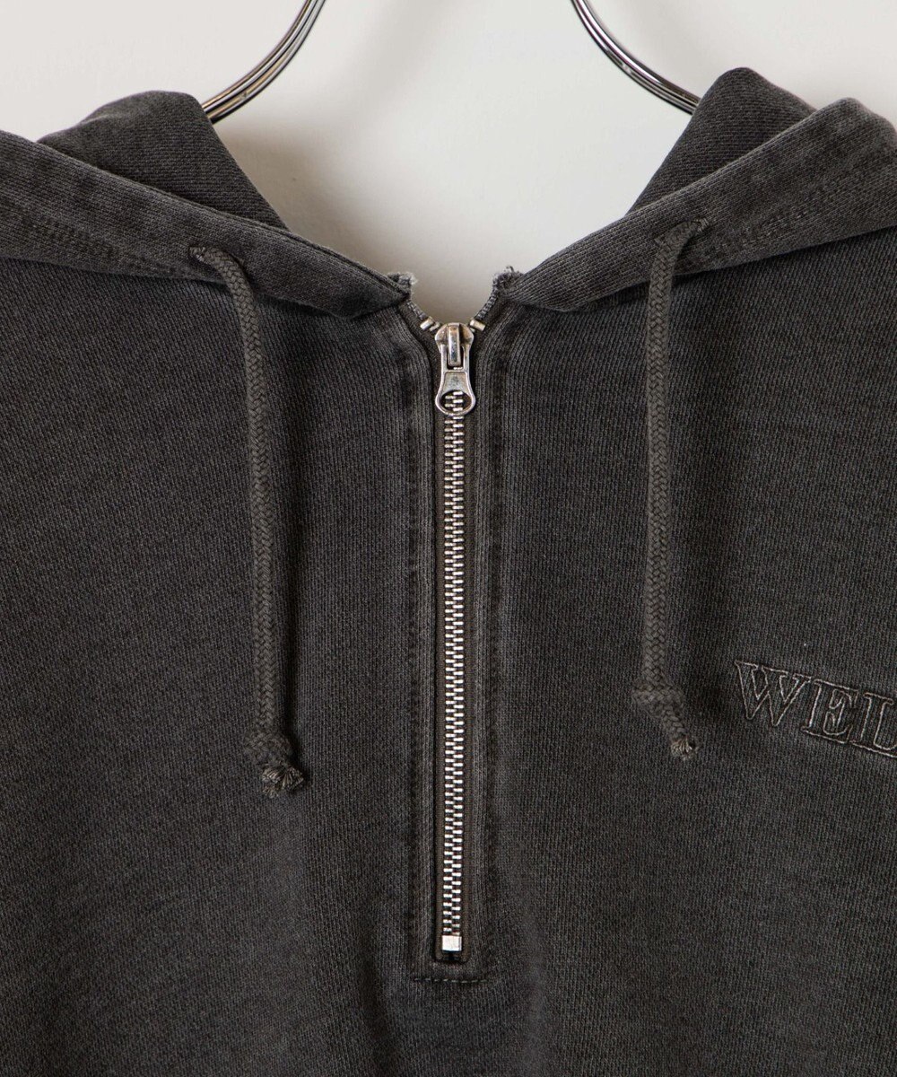 WEGO ピグメントハーフZIPロゴプルパーカー 