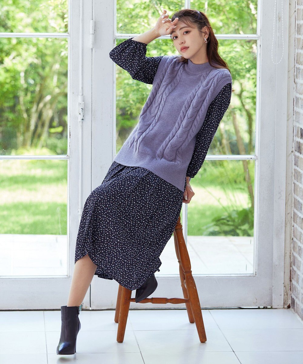 Tiaclasse 【洗える】ケーブル編みニットベスト 