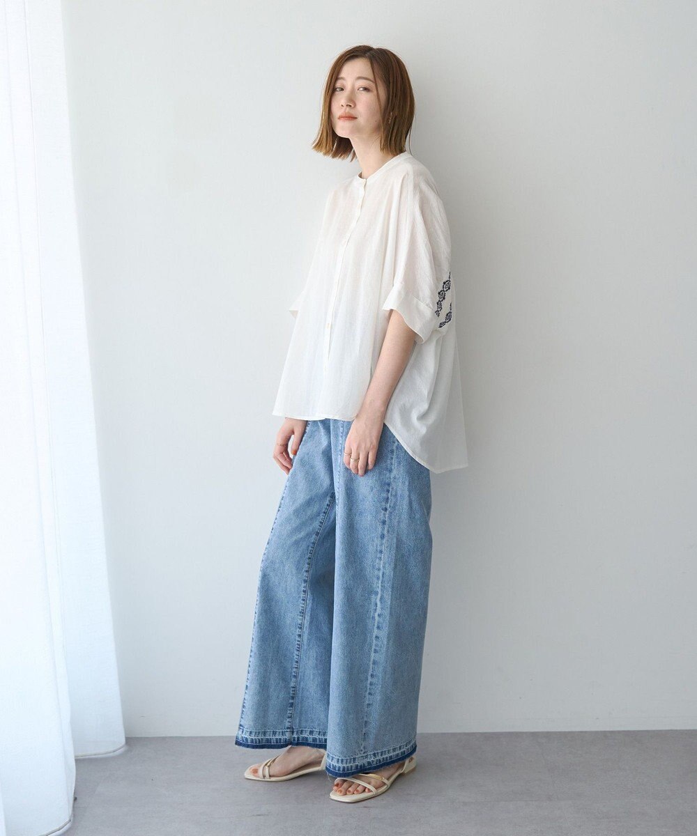 YECCA VECCA バック刺繍バンドカラーシャツ 
