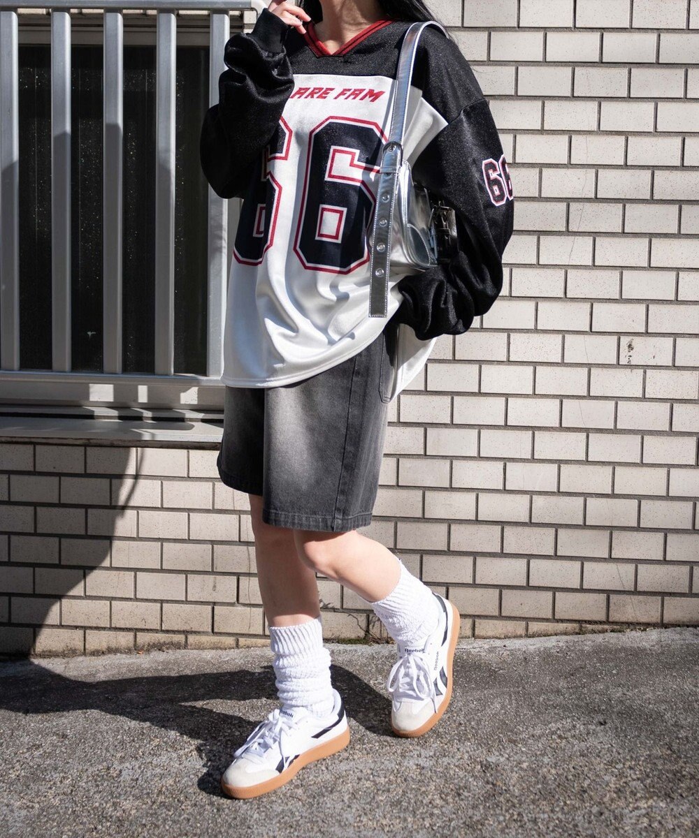 WEGO VネックナンバリングサテンBIGスウェット 