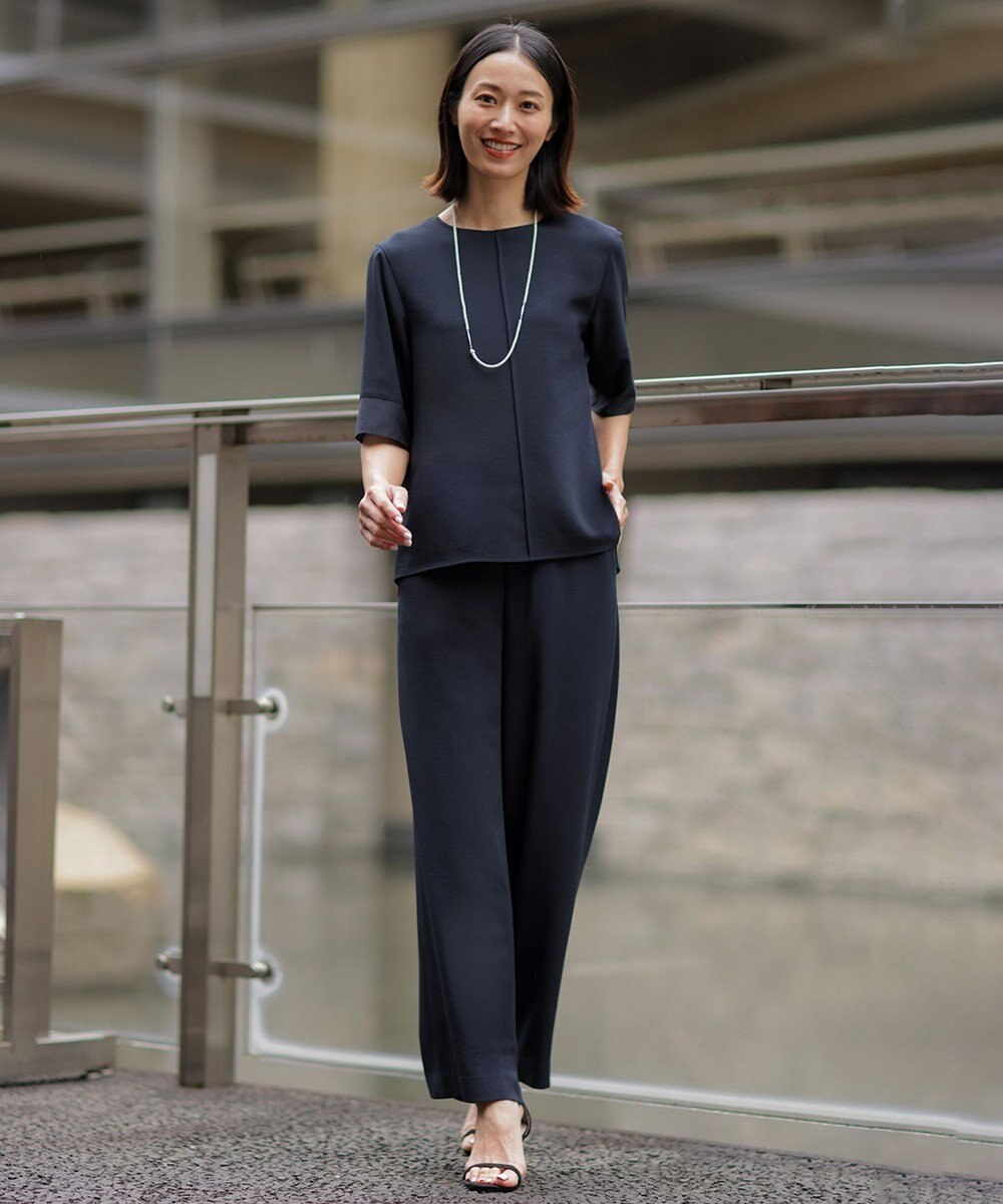J.PRESS LADIES L 【セットアップ対応】Light ジョーゼット ワイド イージーパンツ 