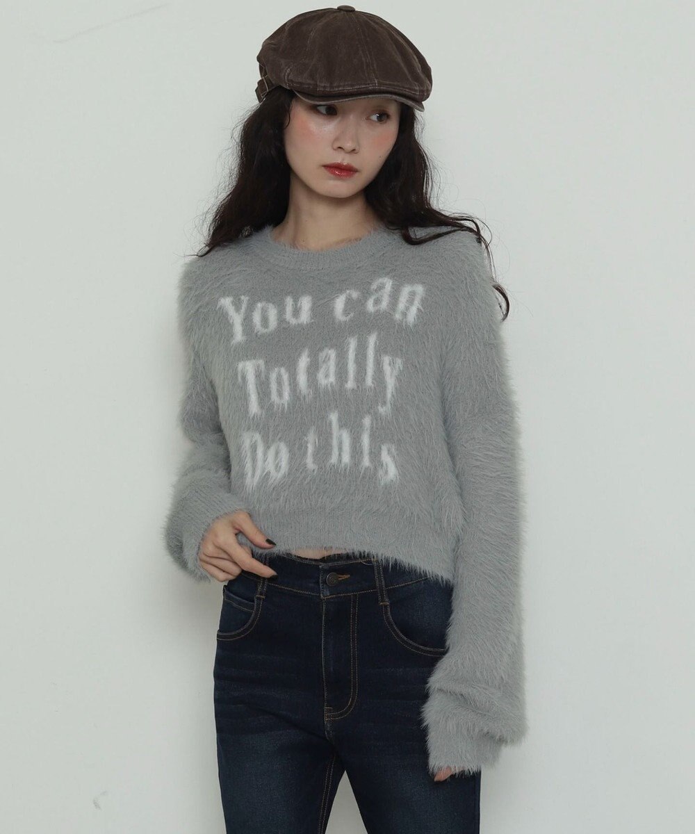 WEGO ロゴシャギーショートニット 