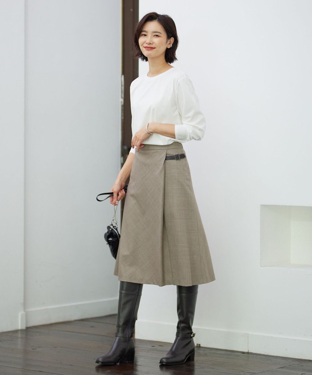 J.PRESS LADIES T/R/Wグレンチェック スカート 