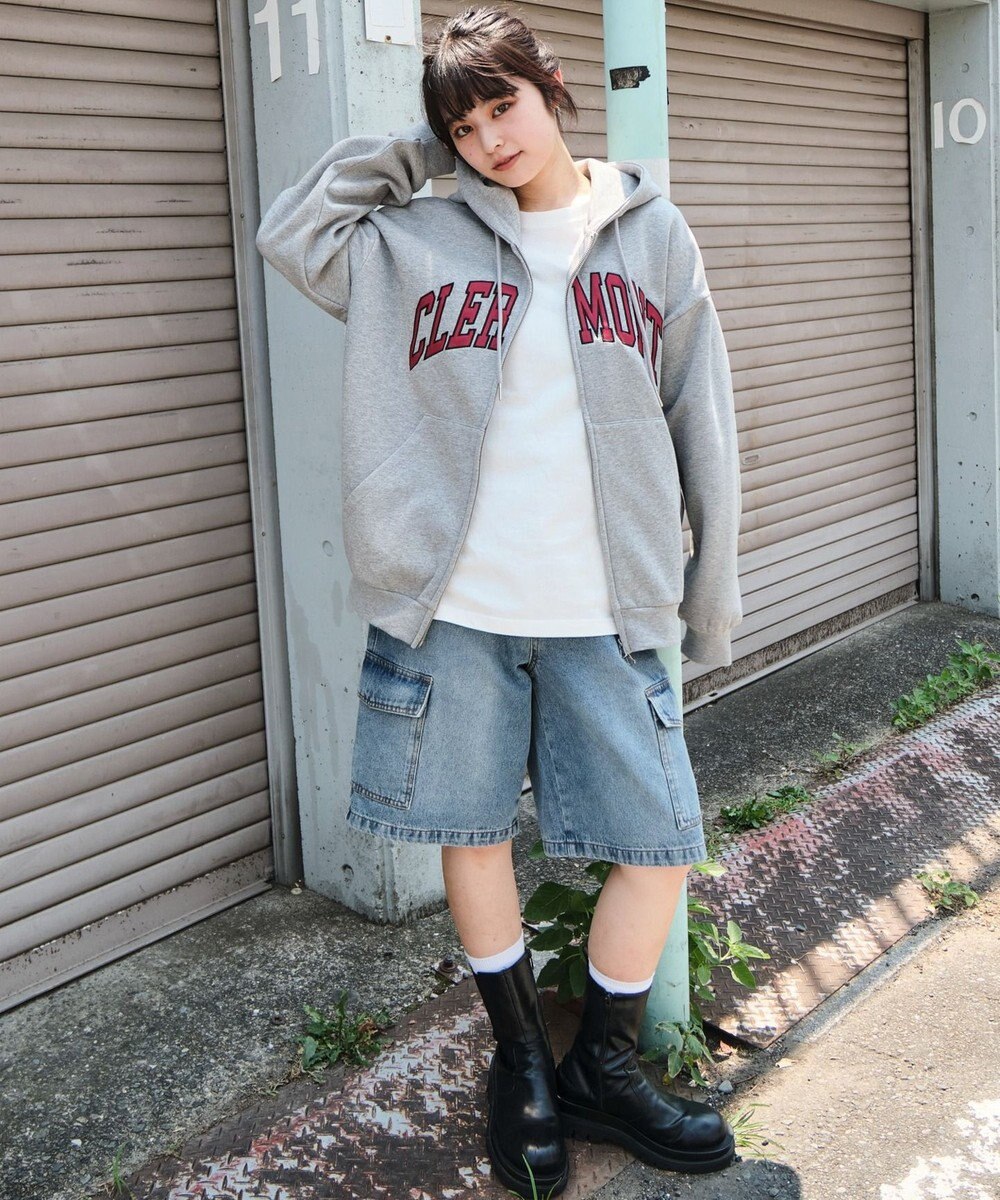 WEGO 【25年秋冬新作/ユニセックス着用ITEM/SMLサイズ展開】グラフィックロゴダブルZIPパーカー 