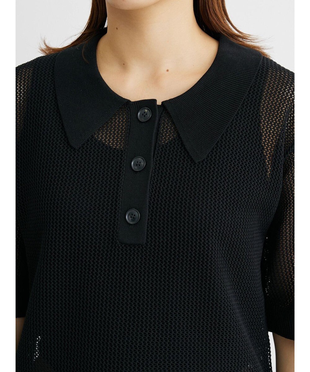 Green Parks メッシュポロ衿ニットプルオーバー 