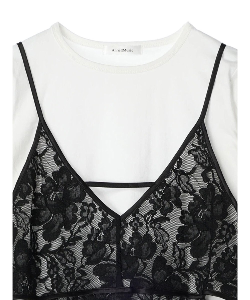 Green Parks AnriettMusee シャーリングスリーブＴシャツ＋レースキャミソールＳＥＴ 