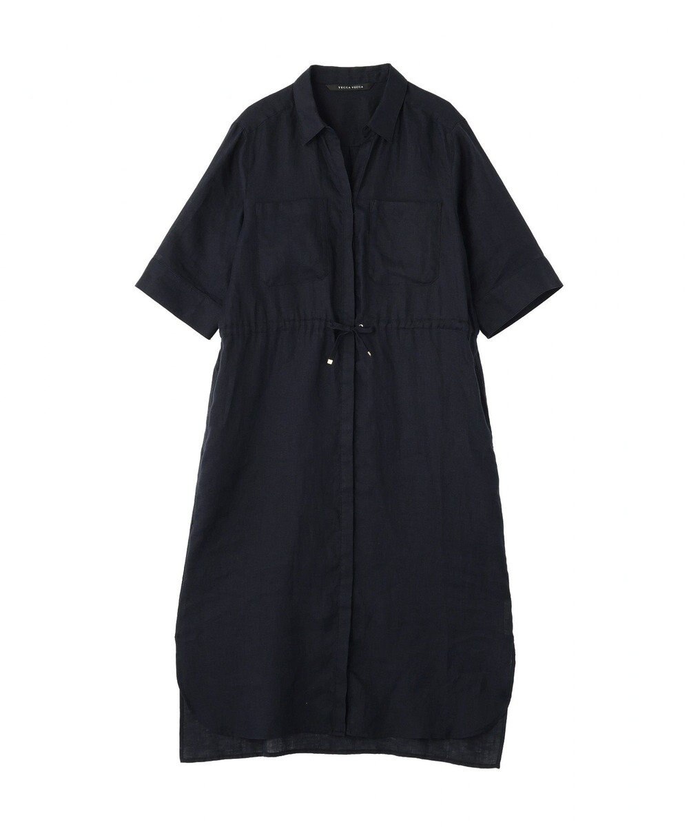 YECCA VECCA フレンチリネンドロストワンピース 