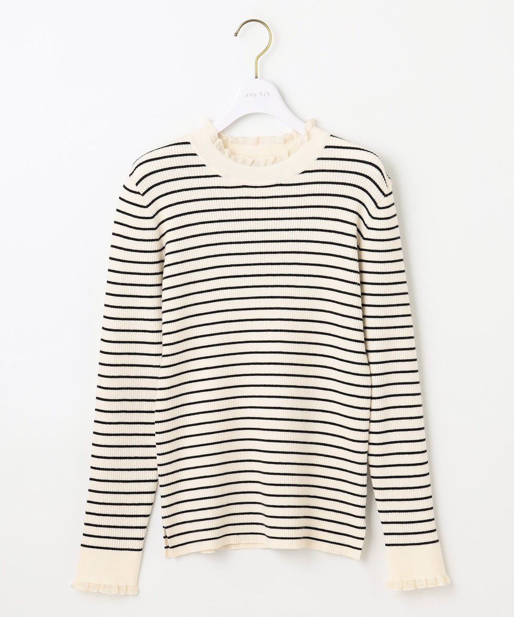 ANY SIS CICA加工 フリルネック プルオーバー 