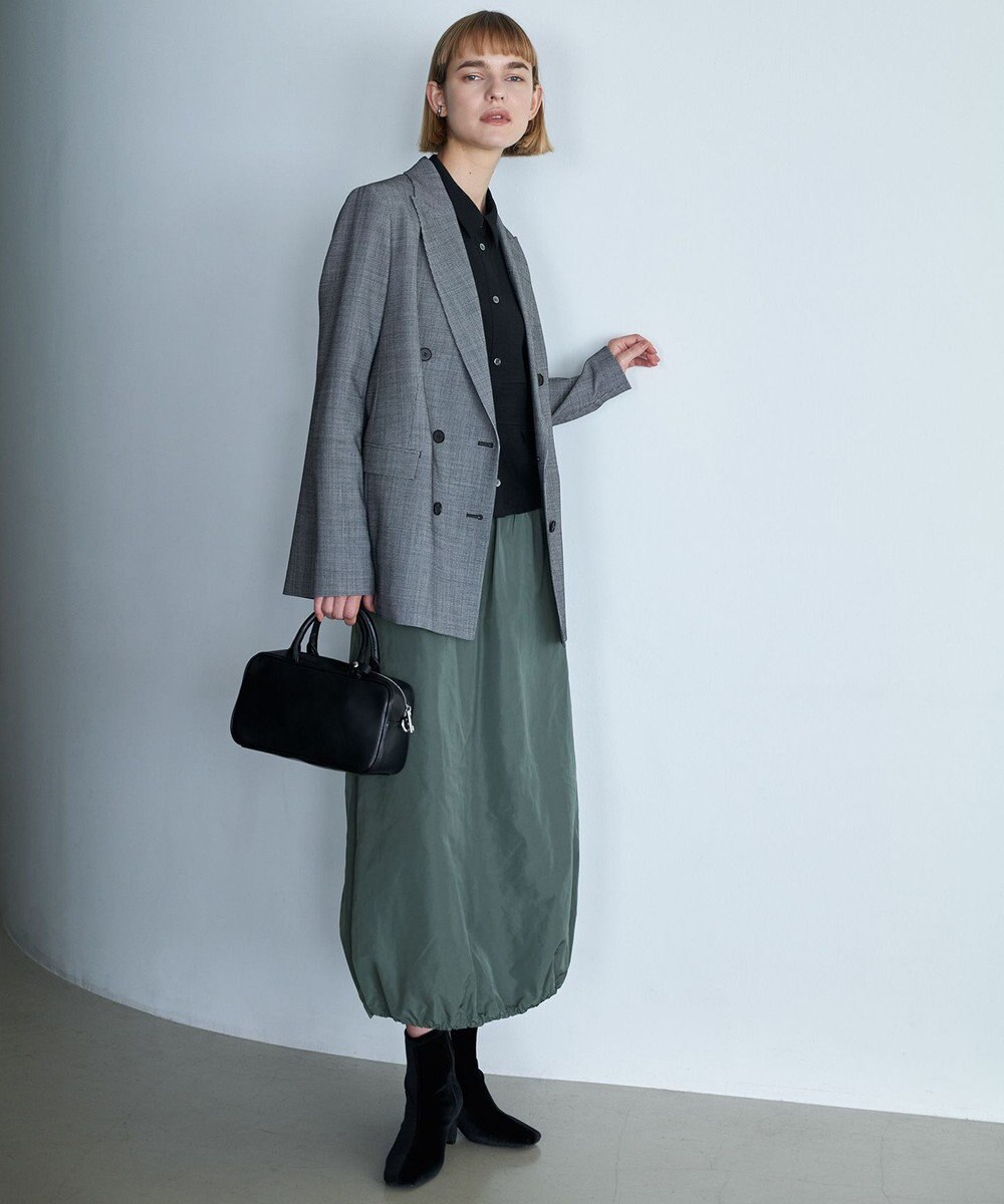 ICB L 【洗える】 ワッシャーツイル クロップドブラウス 