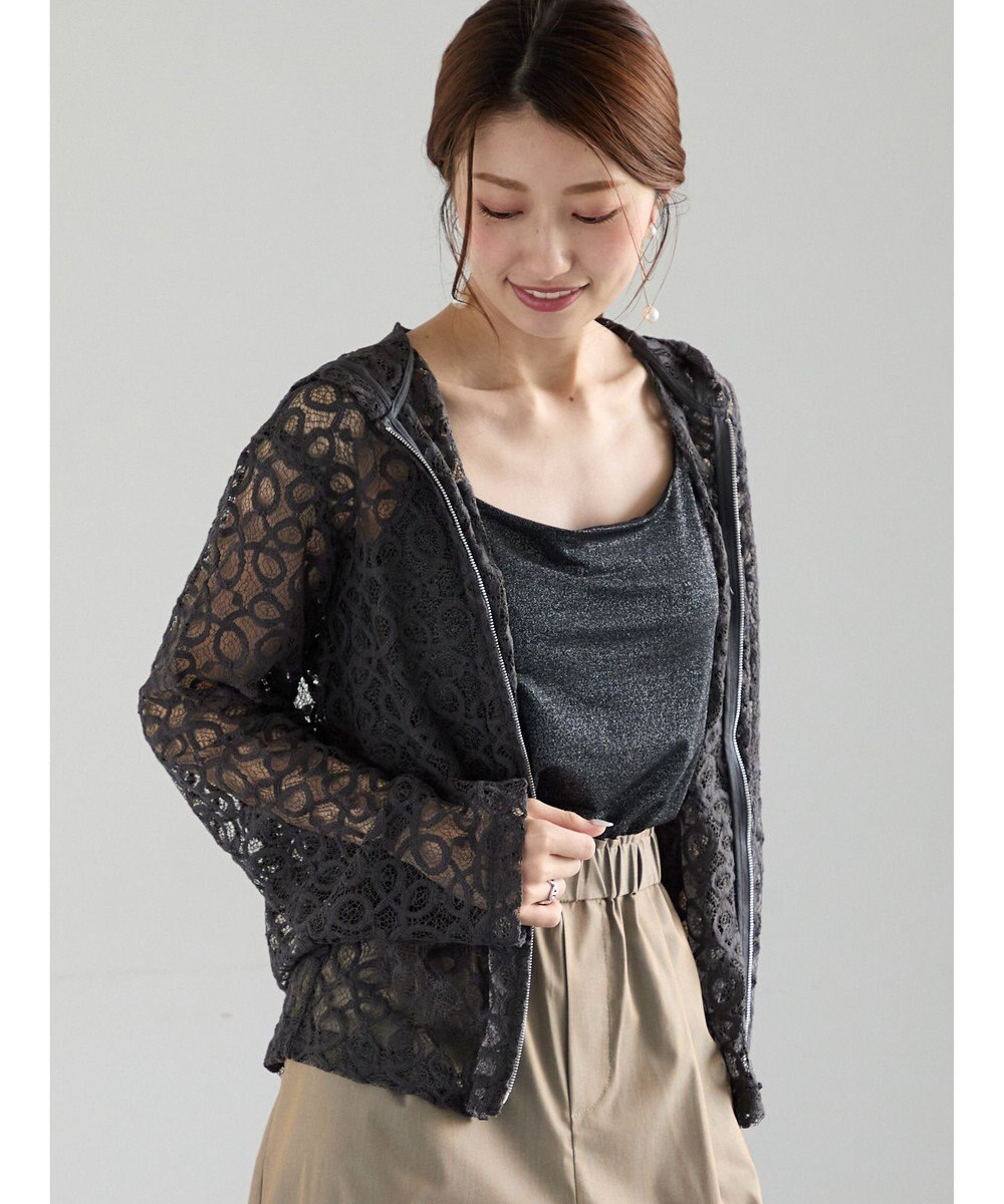 Te chichi レースジップアップフーディー 