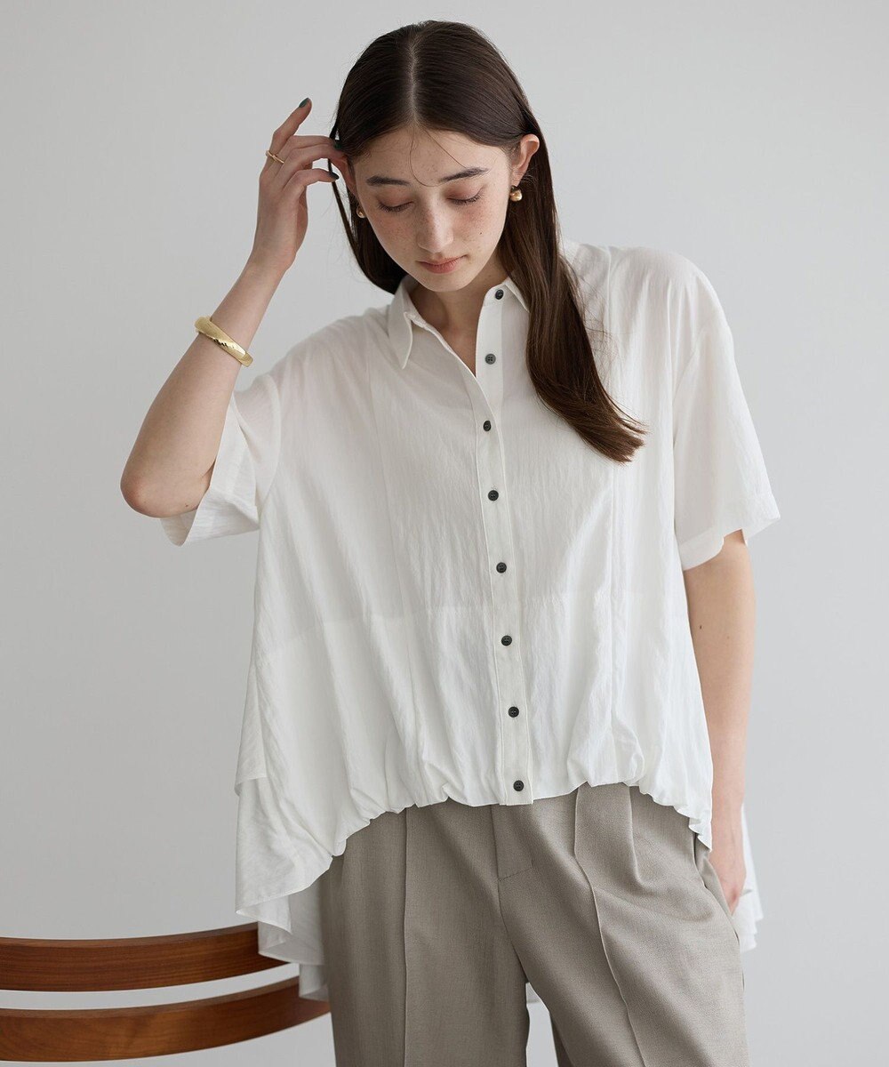 YECCA VECCA 【接触冷感】裾バルーン切替デザインヘムシャツ 