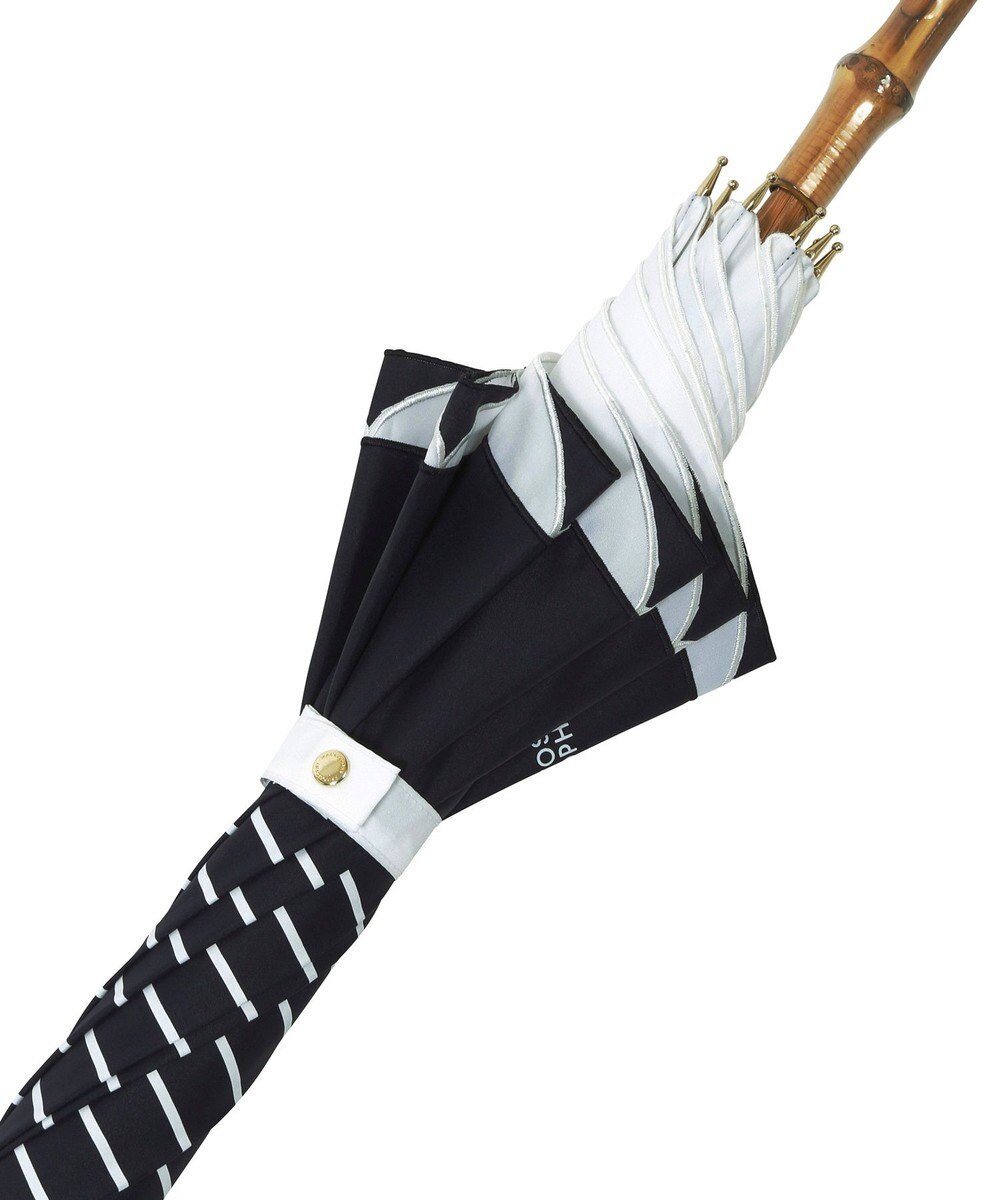 MOONBAT MACKINTOSH PHILOSOPHY(マッキントッシュ フィロソフィー) Cleric collar ボーダー 竹手元 雨傘 長傘 