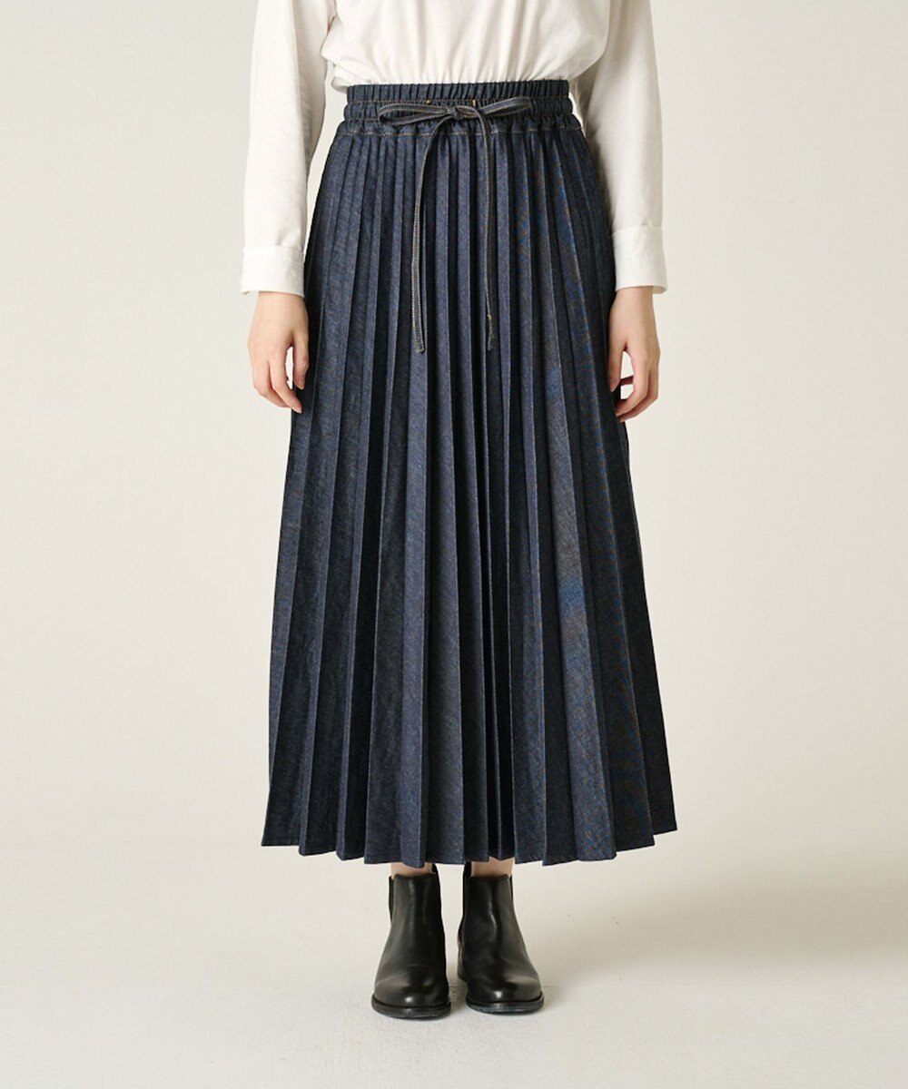 Ripo trenta anni 【大人気定番/特許技術】LONG PLEATS DENIM SKIRT プリーツ デニムスカート 