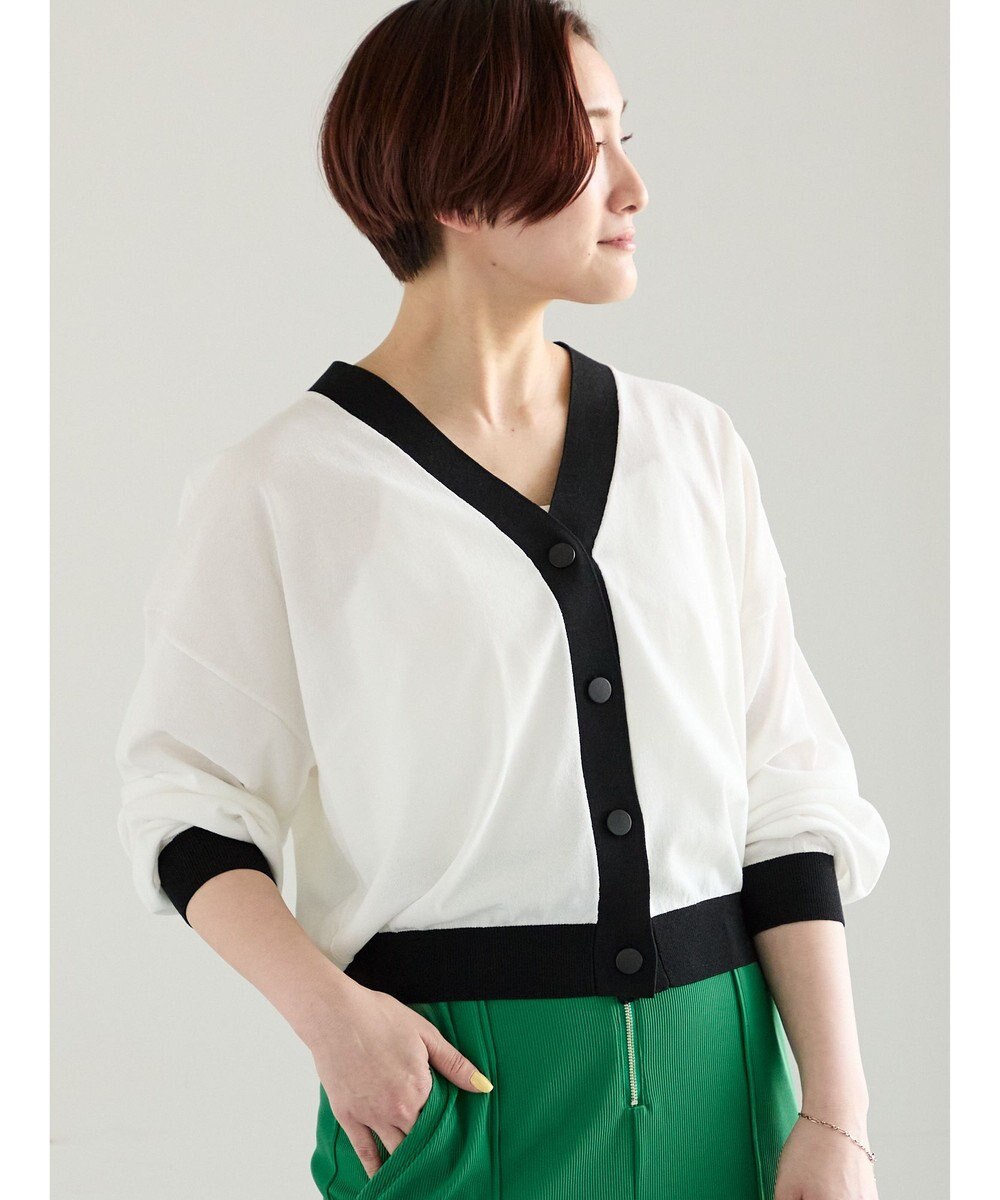 Te chichi 14G綿ポリVネックカーディガン 