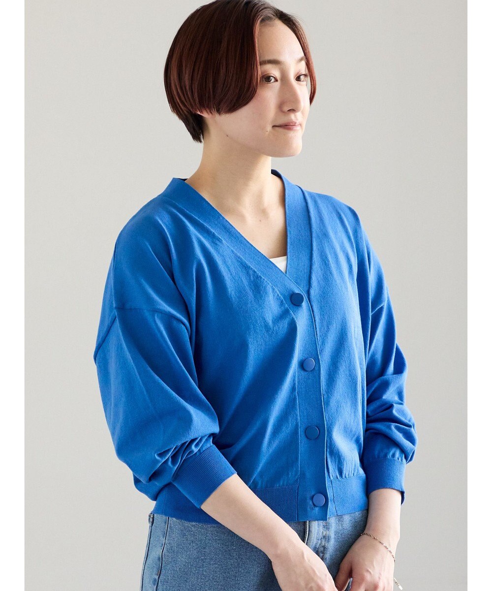 Te chichi 14G綿ポリVネックカーディガン 