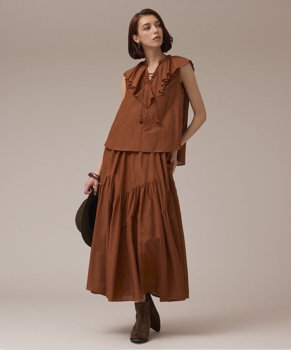 GRACE CONTINENTAL コットンシルクティアードスカート 