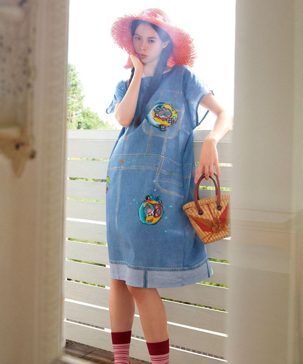 ツモリチサト TSUMORI CHISATO トップス 半袖カットソー 黒×オレンジ