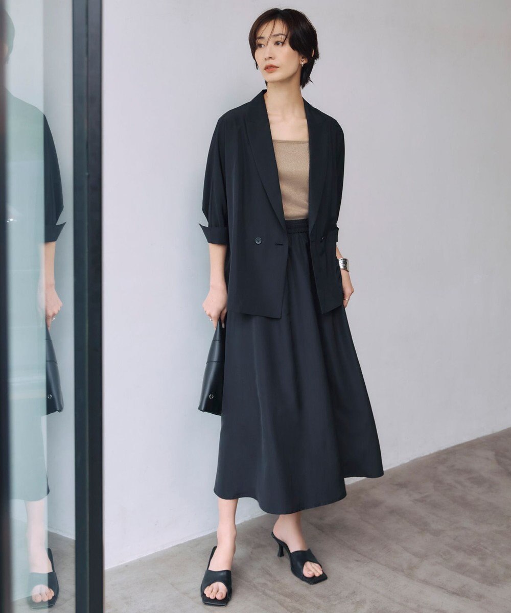 ICB L 【UVケア・速乾・洗える】シルクエステルタフタ フレアスカート 