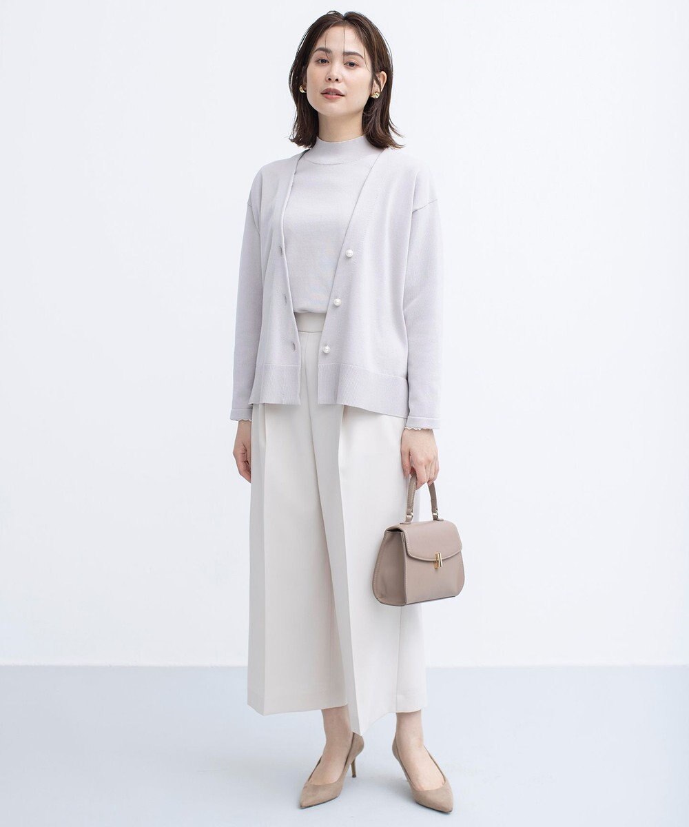 組曲 【美シルエット・ストレッチ・シワになりにくい】オシャクロス ガウチョパンツ 