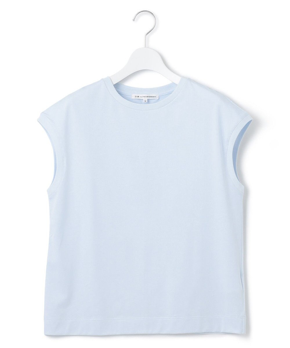 23区 L 【洗える】コンパクトヤーン フレンチスリーブ Tシャツ 