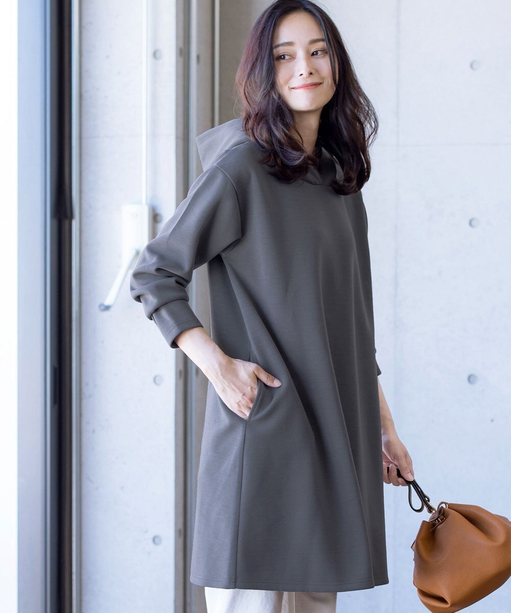 Tiaclasse 【洗える】ソフトボンディングパーカーチュニック 