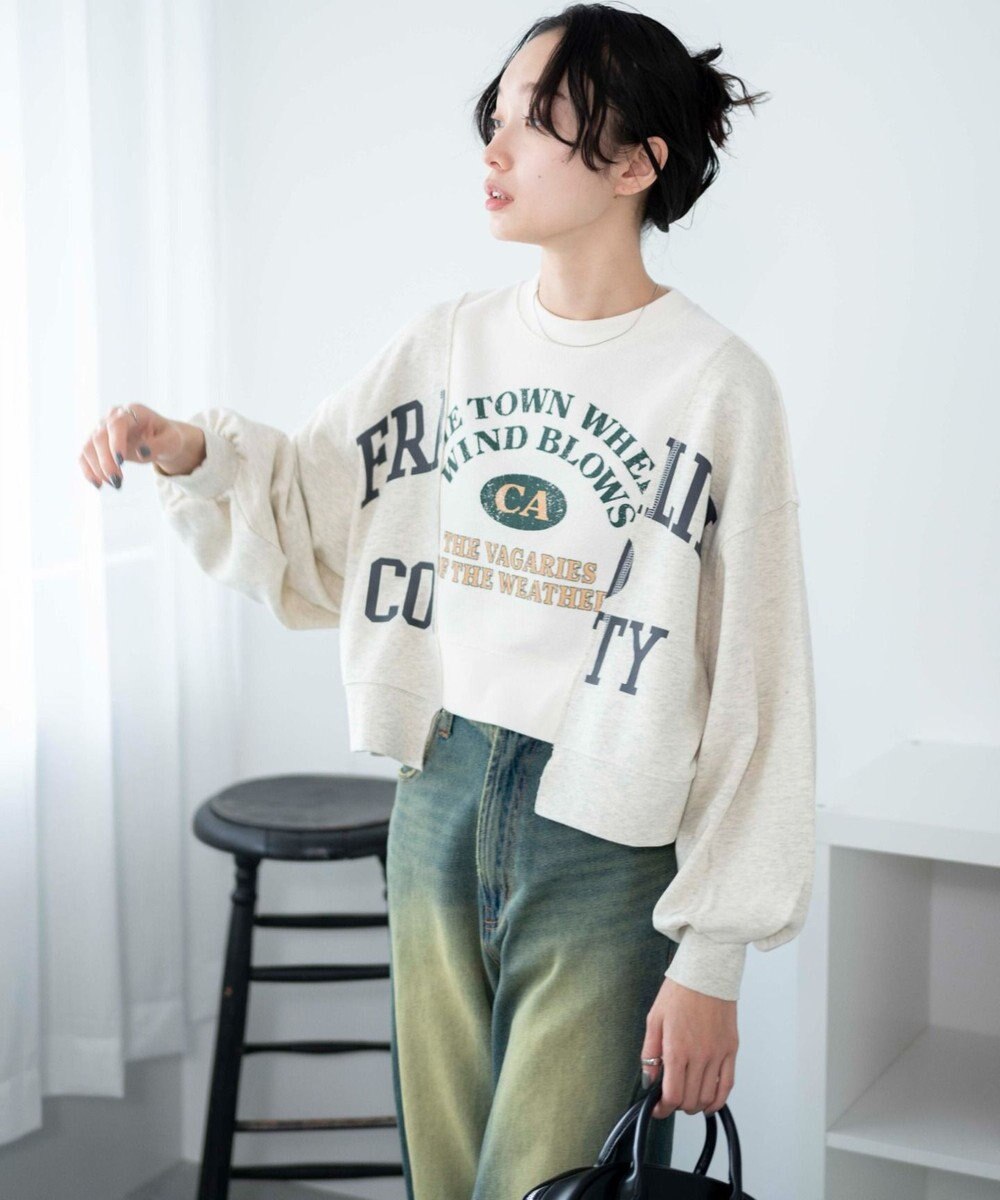 WEGO リメイク風切り替えショートスウェット 