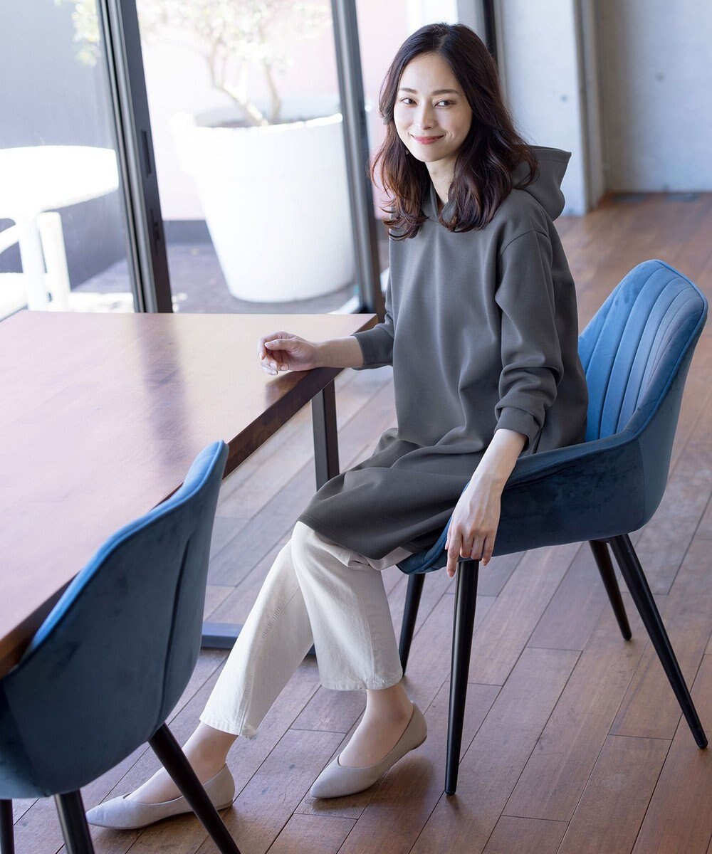 Tiaclasse 【洗える】ソフトボンディングパーカーチュニック 