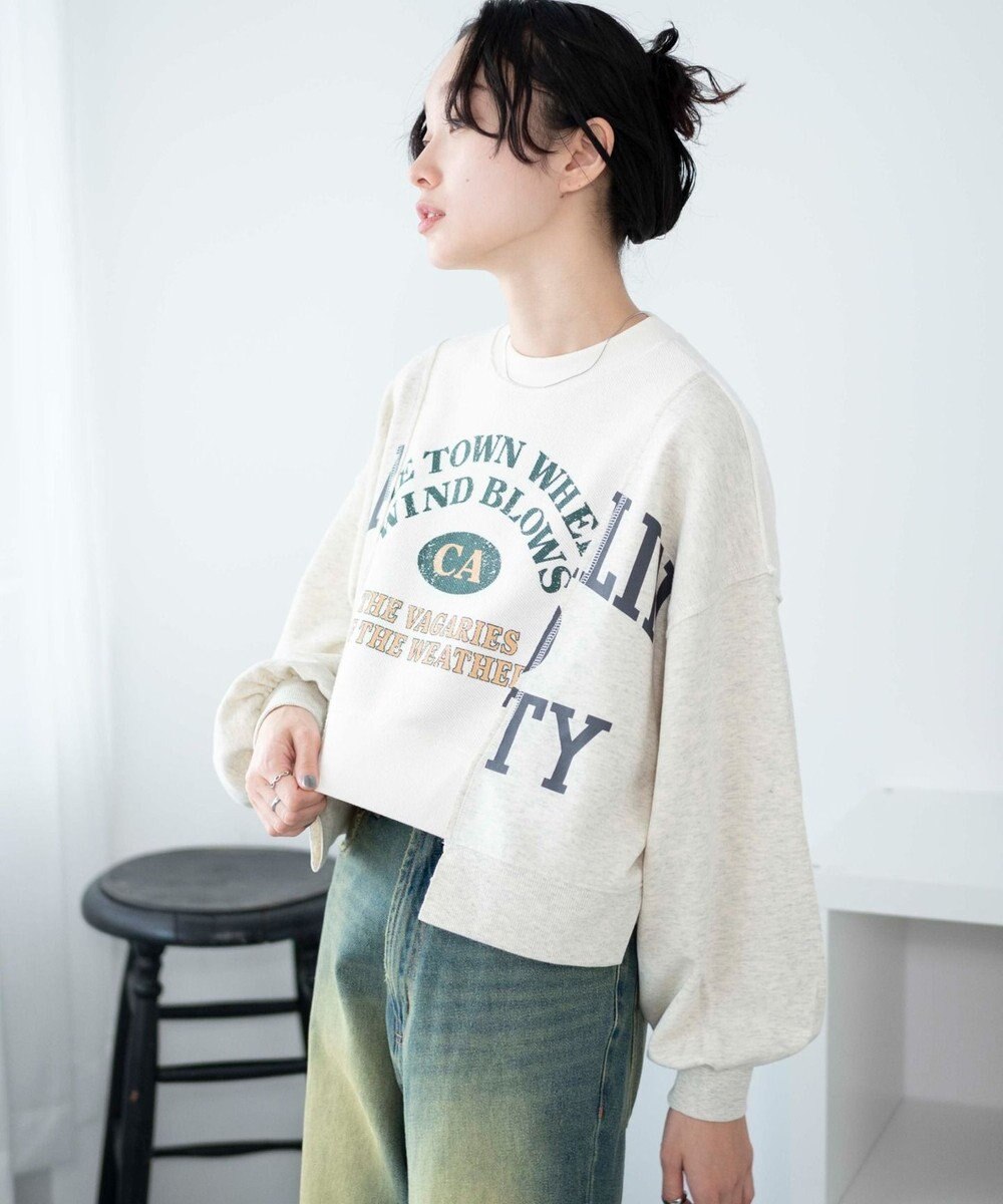 WEGO リメイク風切り替えショートスウェット 