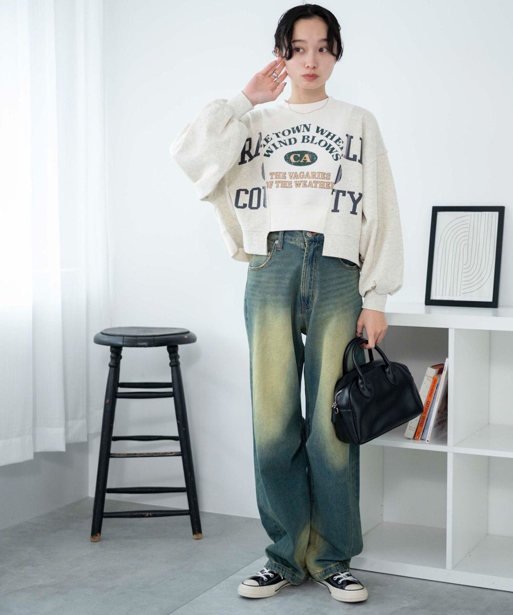 WEGO リメイク風切り替えショートスウェット 