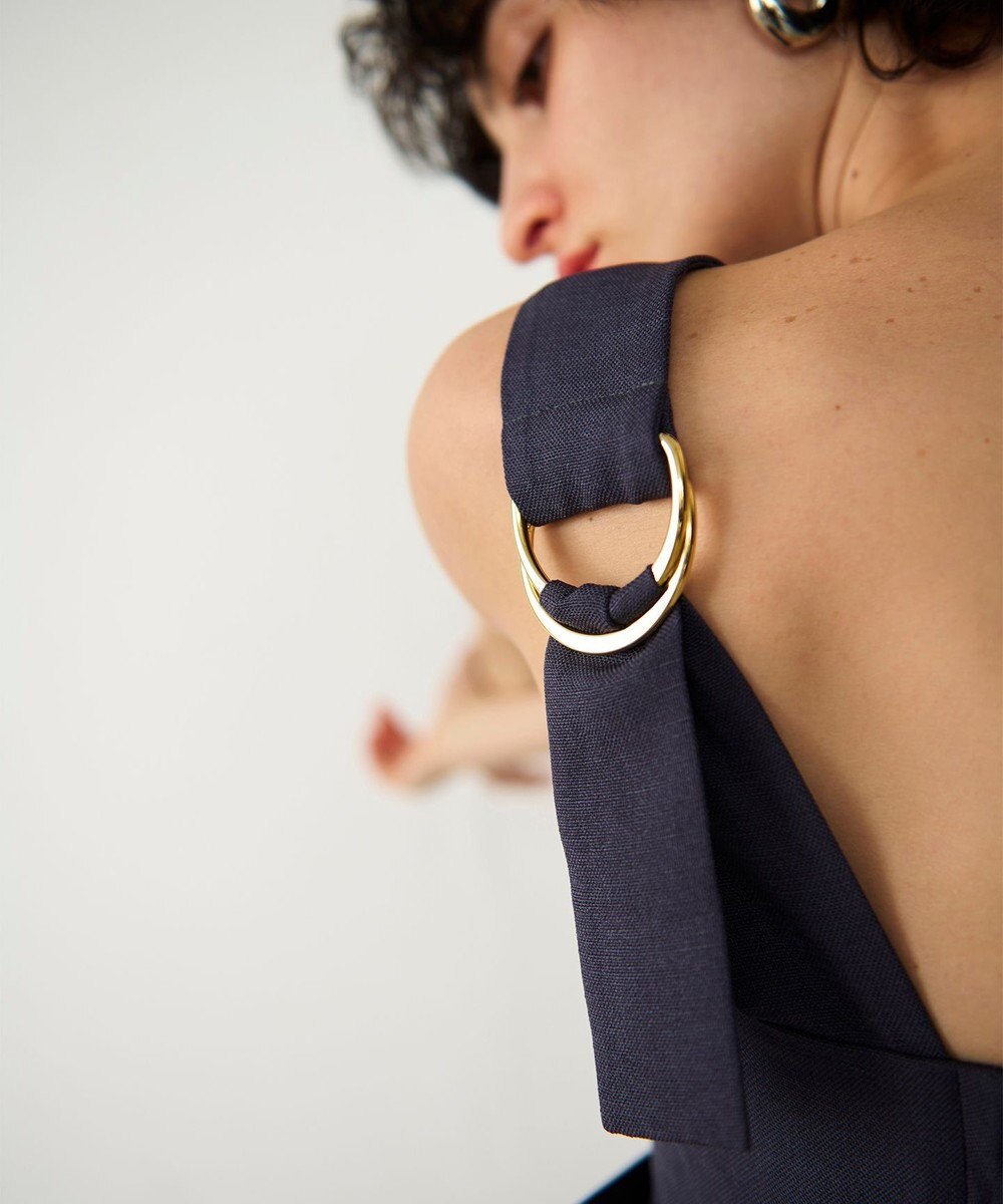 GRACE CONTINENTAL 麻調ベルトサロペット 