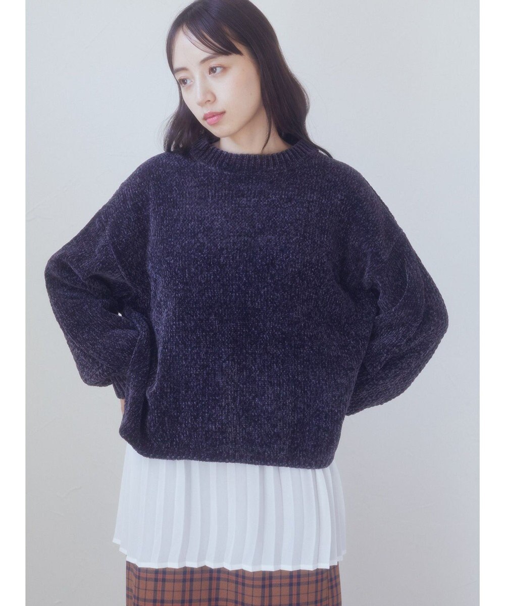 earth music&ecology シャイニーベロアモールプルオーバー 