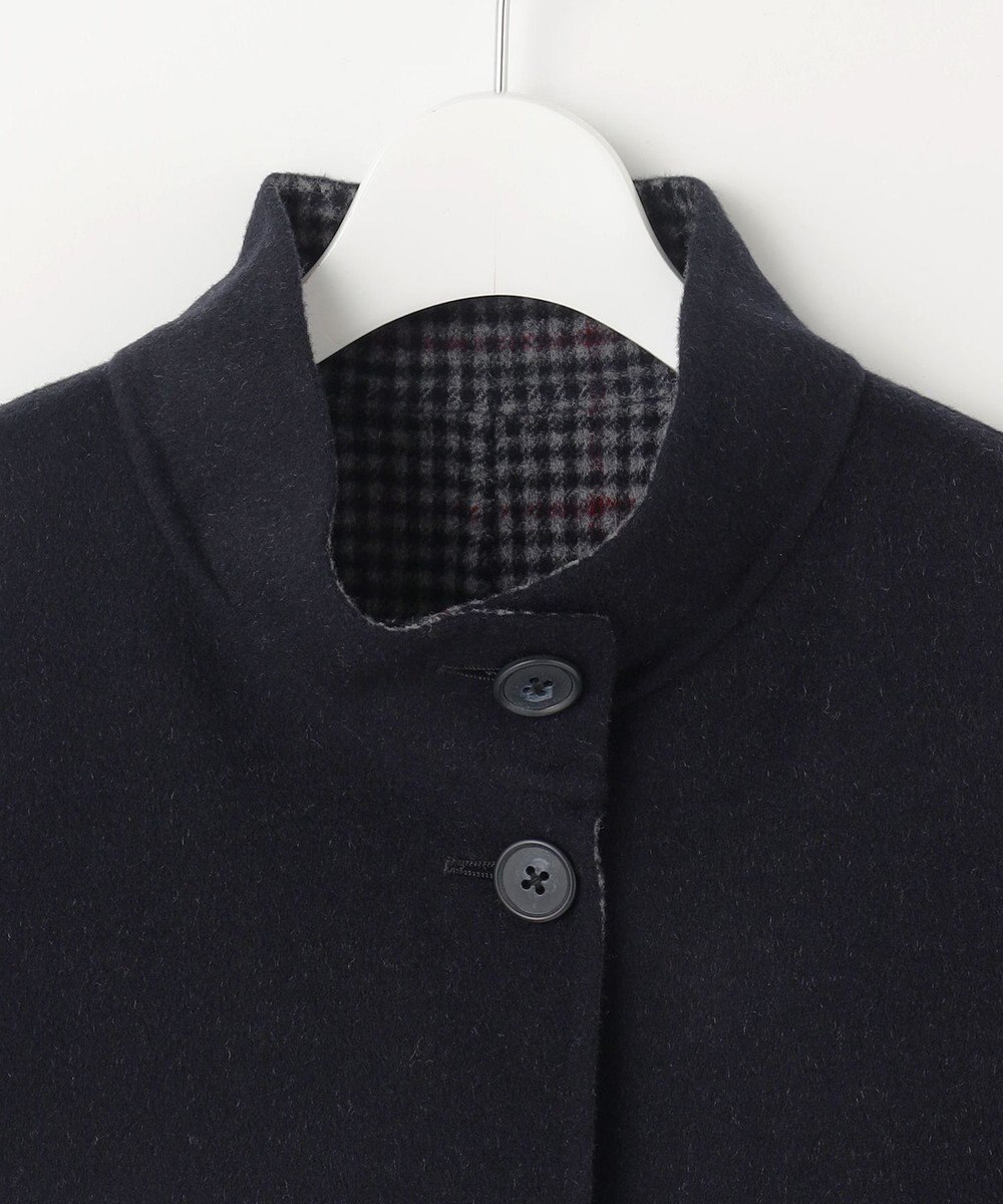 J.PRESS LADIES 【リバーシブル】ウールナイロンリバーチェック スタンドカラー コート 