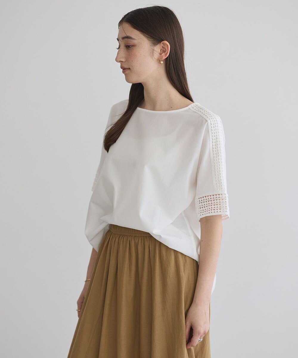 YECCA VECCA レースMIXドルマンブラウス 