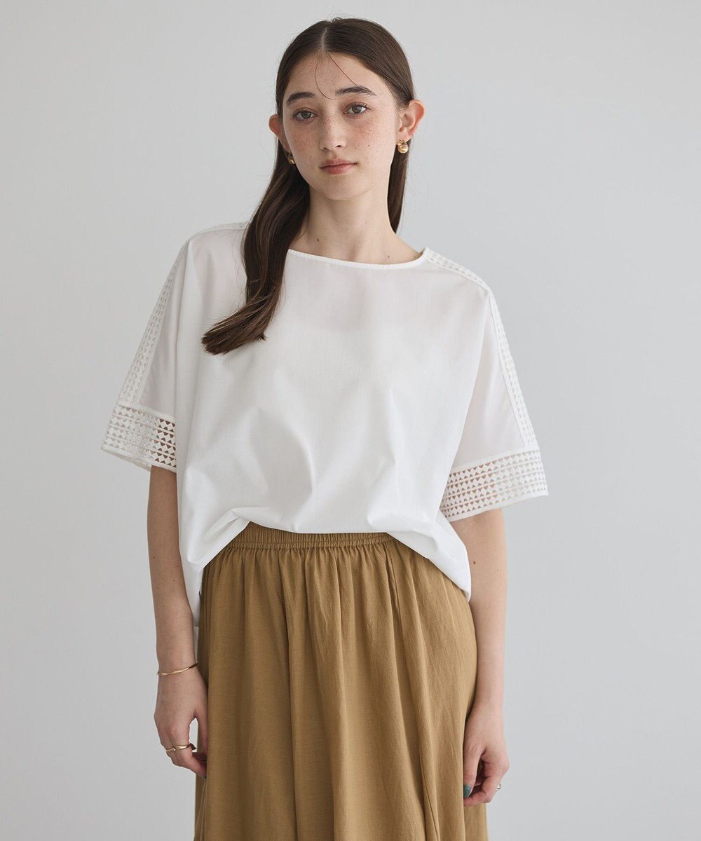 YECCA VECCA レースMIXドルマンブラウス 