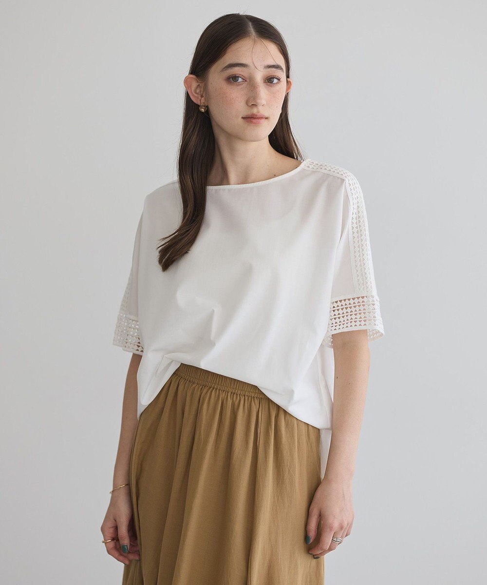 YECCA VECCA レースMIXドルマンブラウス 