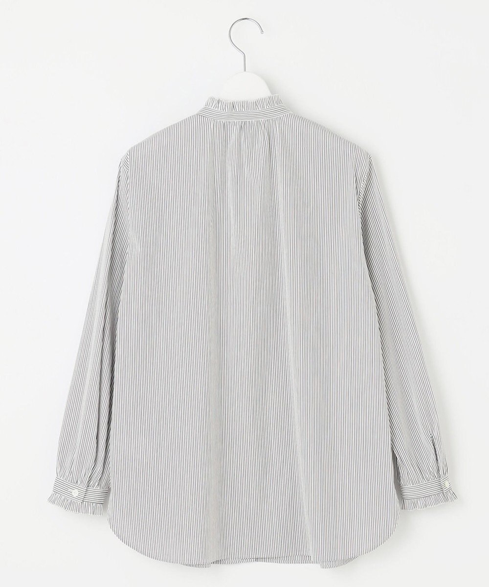 J.PRESS LADIES 【洗える】BEZ C/Ny ドビーストライプ フリルネック ブラウス 