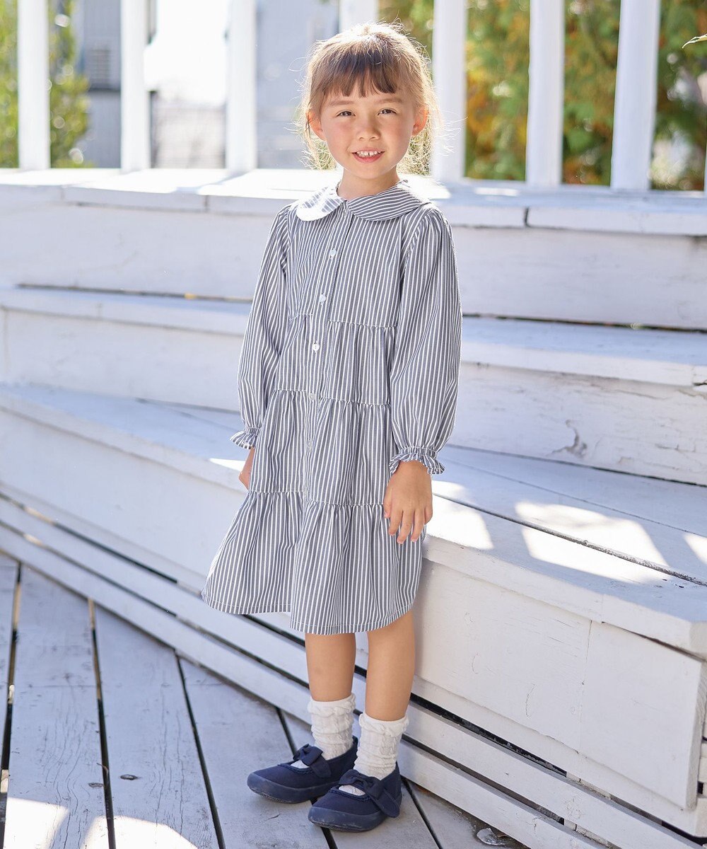 ANY KIDS ストライプ シャツ ワンピース 