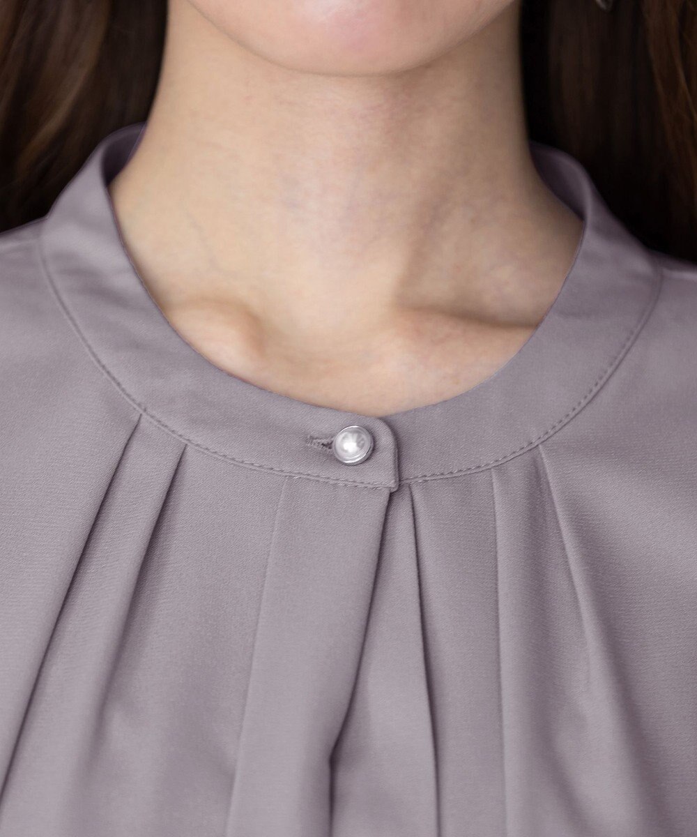 Tiaclasse L 【新色追加・洗える】バンドカラー2WAYタックブラウス 